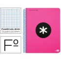 BLOC ESPIRAL LIDERPAPEL FOLIO ANTARTIK TAPA POLIPROPILENO 80 H 100G CUADRO 4MM CON MARGEN COLOR ROSA