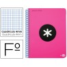 BLOC ESPIRAL LIDERPAPEL FOLIO ANTARTIK TAPA POLIPROPILENO 80 H 100G CUADRO 4MM CON MARGEN COLOR ROSA