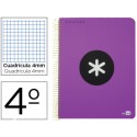 BLOC ESPIRAL LIDERPAPEL CUARTO ANTARTIK TAPA POLIPROPILENO 80 H 100G CUADRO 4MM CON MARGEN VIOLETA