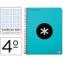 BLOC ESPIRAL LIDERPAPEL CUARTO ANTARTIK TAPA POLIPROPILENO 80 H 100G CUADRO 4MM MARGEN TURQUESA