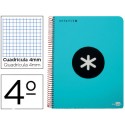 BLOC ESPIRAL LIDERPAPEL CUARTO ANTARTIK TAPA POLIPROPILENO 80 H 100G CUADRO 4MM MARGEN TURQUESA