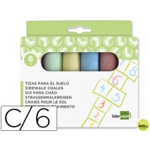 TIZA COLOR LIDERPAPEL PARA SUELO CAJA DE 6 UNIDADES COLORES SURTIDOS