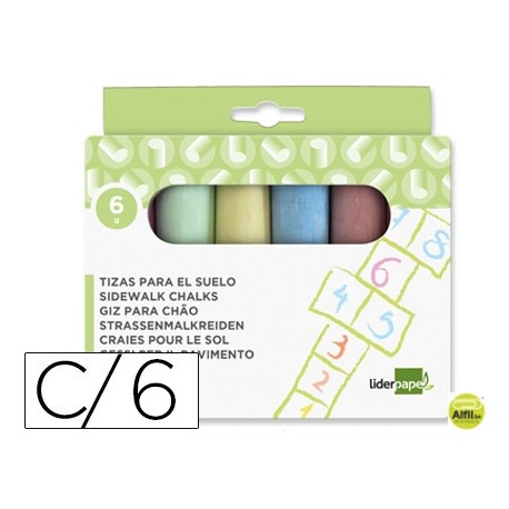 TIZA COLOR LIDERPAPEL PARA SUELO CAJA DE 6 UNIDADES COLORES SURTIDOS