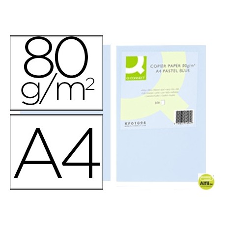 PAPEL COLOR Q-CONNECT DIN A4 80GR CELESTE PAQUETE DE 500 HOJAS