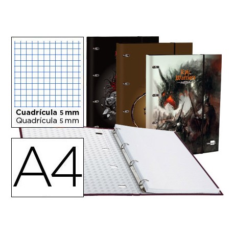 CARPETA LIDERPAPEL DIN A4 FORRADA CON RECAMBIO 120 H 70G5MM 4 AN REDONDAS 20MM CIERRE GOMA FANTASIA