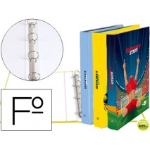 CARPETA LIDERPAPEL 4 ANILLAS 25 MM REDONDAS CARTON FORRADO FOLIO FANTASIA SPORT STARS
