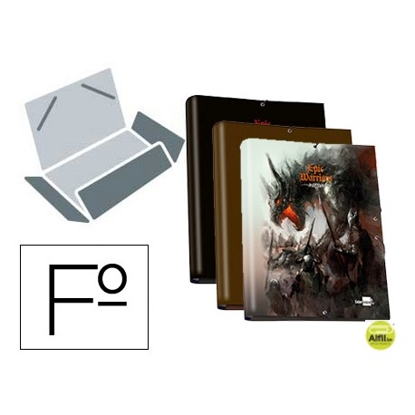 CARPETA LIDERPAPEL GOMAS SOLAPAS FOLIO TRES SOLAPAS FANTASIA EPIC WARRIORS