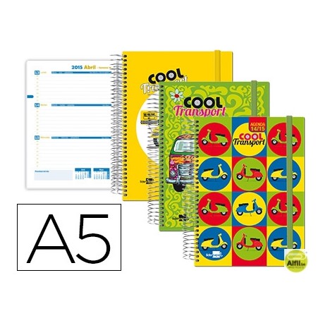 AGENDA ESCOLAR LIDERPAPEL 14-15 FANTASIA DIN-A5 70 HOJAS COOL TRANSPORTS TAPA FORRADA