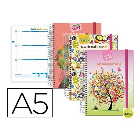 AGENDA ESCOLAR LIDERPAPEL 14-15 FANTASIA DIN-A5 70 HOJAS SPRING TIME TAPA FORRADA