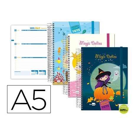 AGENDA ESCOLAR LIDERPAPEL 14-15 FANTASIA DIN-A5 70 HOJAS MAGIC DOLLIES TAPA FORRADA