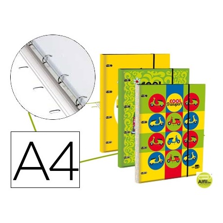 CARPETA LIDERPAPEL DINA4 FORRA DA CON RECAMBIO 120H 70GR 5MM 4 AN REDONDAS 20MM CIERRE GOMAFANTASIA