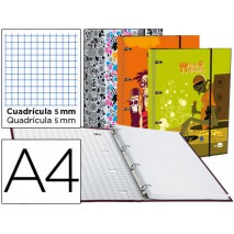 CARPETA LIDERPAPEL DINA4 FORRA DA CON RECAMBIO 120H 70GR 5MM 4 AN.REDONDAS 20MM CIERRE GOMAFANTASIA
