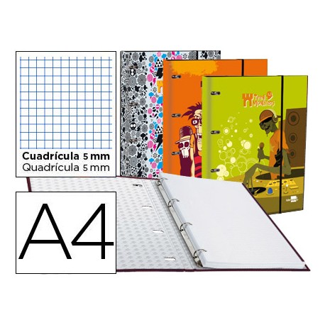 CARPETA LIDERPAPEL DINA4 FORRA DA CON RECAMBIO 120H 70GR 5MM 4 AN.REDONDAS 20MM CIERRE GOMAFANTASIA