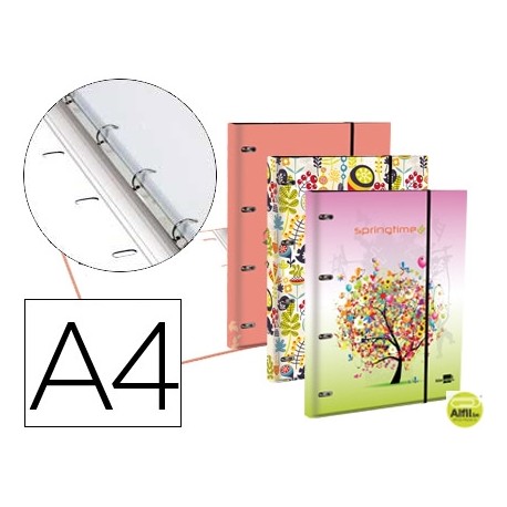 CARPETA LIDERPAPEL DINA4 FORRA DA CON RECAMBIO 120H 70GR 5MM 4 AN.REDONDAS 20MM CIERRE GOMAFANTASIA