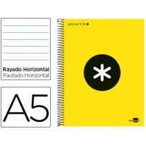 BLOC ESPIRAL LIDERPAPEL A5 MICRO ANTARTIK TAPA FORRADA 120 H 100G HORIZONTAL 5 MM 5 BANDAS 6 TALADRO
