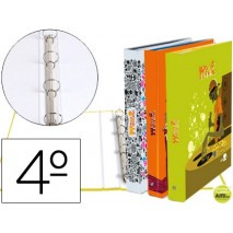 CARPETA LIDERPAPEL 4 ANILLAS 25 MM REDONDAS CARTON FORRADO CUARTO FANTASIA TEEN MONSTERS
