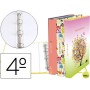 CARPETA LIDERPAPEL 4 ANILLAS 25 MM REDONDAS CARTON FORRADO CUARTO FANTASIA SPRING TIME