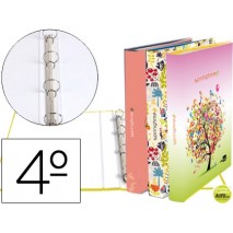 CARPETA LIDERPAPEL 4 ANILLAS 25 MM REDONDAS CARTON FORRADO CUARTO FANTASIA SPRING TIME
