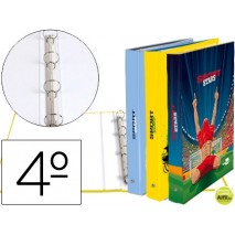 CARPETA LIDERPAPEL 4 ANILLAS 25 MM REDONDAS CARTON FORRADO CUARTO FANTASIA SPORT STARS