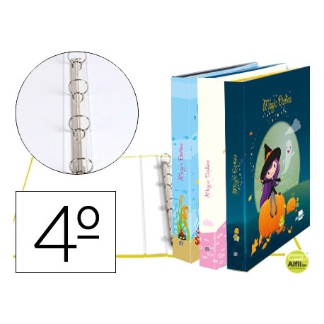 CARPETA LIDERPAPEL 4 ANILLAS 25 MM REDONDAS CARTON FORRADO CUARTO MAGIC DOLLIES