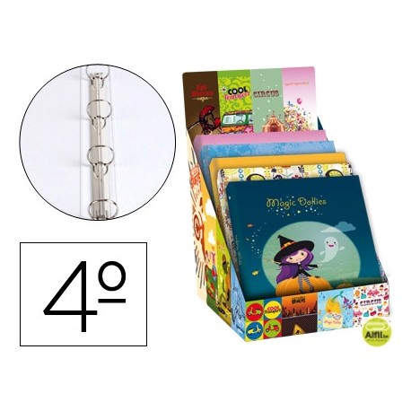 CARPETA LIDERPAPEL 4 ANILLAS 25MM FANTASIA CARTON FORRADO CUARTO EXPOSITOR DE 28 UNIDADES SURTIDAS 2