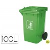 PAPELERA CONTENEDOR Q-CONNECT PLASTICO CON TAPADERA 100L COLOR VERDE 1150X500X560 MM CON RUEDAS