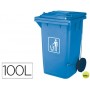 PAPELERA CONTENEDOR Q-CONNECT PLASTICO CON TAPADERA 100L COLOR AZUL 1150X500X560 MM CON RUEDAS