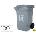 PAPELERA CONTENEDOR Q-CONNECT PLASTICO CON TAPADERA 100L COLOR GRIS 1150X500X560 MM CON RUEDAS