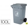 PAPELERA CONTENEDOR Q-CONNECT PLASTICO CON TAPADERA 100L COLOR GRIS 1150X500X560 MM CON RUEDAS