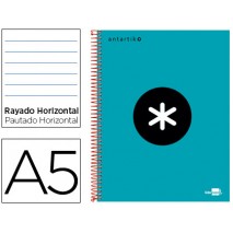 BLOC ESPIRAL LIDERPAPEL A5 MICRO ANTARTIK TAPA FORRADA 120 H 100G HORIZONTAL 5 BANDAS6 TALADROS COLO