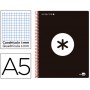 BLOC ESPIRAL LIDERPAPEL A5 MICRO ANTARTIK TAPA POLIPROPILENO 120 H 100G CUADRO 5MM 5BANDAS 6T NEGRO