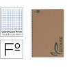 BLOC ESPIRAL LIDERPAPEL FOLIO ECOUSE TAPA CARTULINA KRAFT 80 HOJAS PAPEL RECICLADO 60 GR CUADRO 4 MM