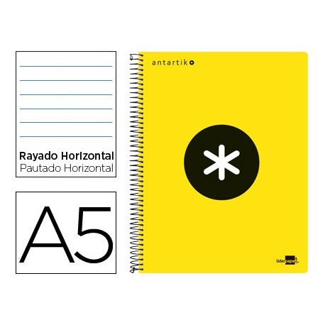 BLOC ESPIRAL LIDERPAPEL A5 MICRO ANTARTIK TAPA POLIPROPI LENO 120 H 100G HORIZONTAL 5 BANDAS 6 TALAD
