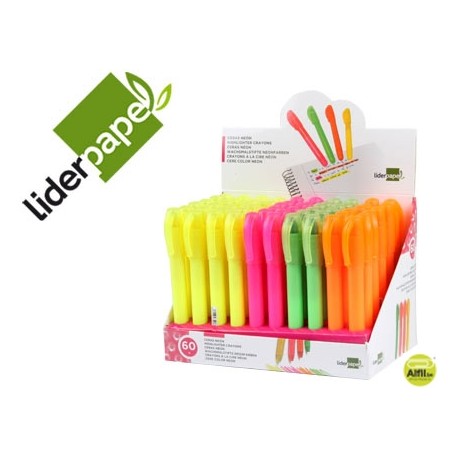 MARCADOR DE CERA GEL LIDERPAPEL FLUORESCENTE 4 COLORES SURTIDOS