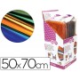 PAPEL CELOFAN LIDERPAPEL 50X70 EXPOSITOR 56 BOLSAS DE 5 HOJAS 8 COLORES SURTIDOS