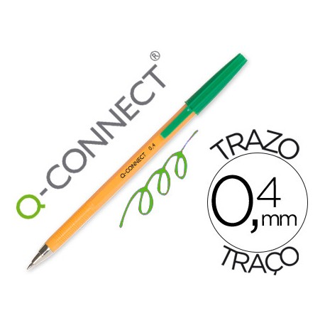 BOLIGRAFO NARANJA Q-CONNECT VERDE FINO