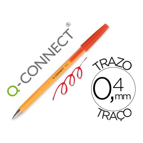 BOLIGRAFO NARANJA Q-CONNECT ROJO FINO