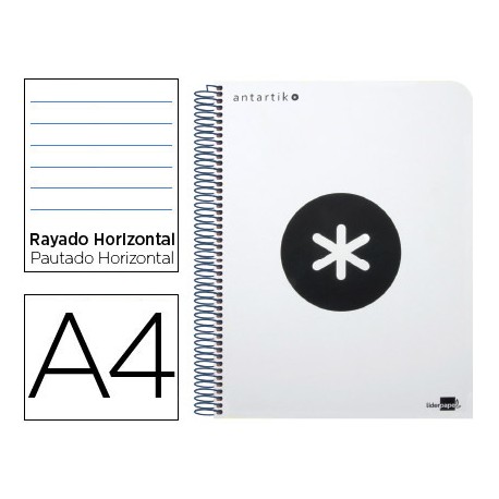BLOC ESPIRAL LIDERPAPEL A4 MICRO ANTARTIK TAPA POLIPROPI LENO 120 H 100G HORIZONTAL 5 BANDAS 4 TALAD