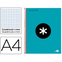 BLOC ESPIRAL LIDERPAPEL A4 MICRO ANTARTIK TAPA FORRADA 120 H 100G CUADRO 5 MM 5BANDAS4 TALADROS COLO