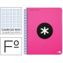BLOC ESPIRAL LIDERPAPEL FOLIO ANTARTIK TAPA EXTRADURA 80 H 100G CUADRO 4 MM CON MARGEN COLOR ROSA FL