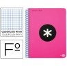 BLOC ESPIRAL LIDERPAPEL FOLIO ANTARTIK TAPA EXTRADURA 80 H 100G CUADRO 4 MM CON MARGEN COLOR ROSA FL