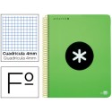 BLOC ESPIRAL LIDERPAPEL FOLIO ANTARTIK TAPA EXTRADURA 80 H 100G CUADRO 4 MM CON MARGEN COLOR VERDE F