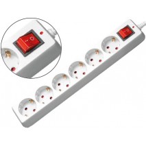 REGLETA 6 TOMAS MEDIARANGE BLANCA CON INTERRUPTOR LONGITUD CABLE 1,4M