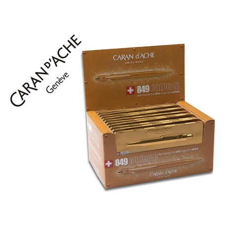 BOLIGRAFO CARAN D'ACHE 849 GOLDBAR 2012 COLLECTION CON ESTUCHE EXPOSITOR 10 UNIDADES PUNTA MEDIA