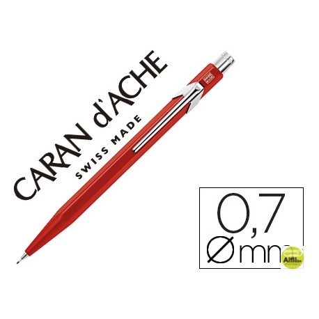 PORTAMINAS CARAN D'ACHE 844 0,7MM CUERPO ROJO ADORNOS CROMADOS