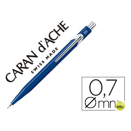PORTAMINAS CARAN D'ACHE 844 0,7MM CUERPO AZUL ZAFIRO ADORNOS CROMADOS
