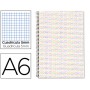 BLOC ESPIRAL LIDERPAPEL A6 MICRO MULTILIDER TAPA FORRADA 140H 80G CUADRO 5 MM 5 BANDAS BLANCO