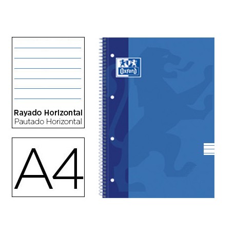 BLOC ESPIRAL OXFORD TAPA CARTONCILLO DIN A4 50 HOJAS RAYADO HORIZONTAL