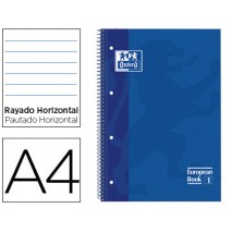 BLOC ESPIRAL OXFORD TAPA EXTRADURA MICROPERFORADO DIN A4 80 HOJAS RAYADO HORIZONTAL COLOR AZUL