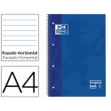 BLOC ESPIRAL OXFORD TAPA EXTRADURA MICROPERFORADO DIN A4 80 HOJAS RAYADO HORIZONTAL COLOR AZUL